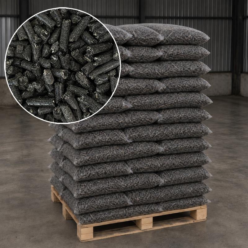 Pellet z łuski słonecznika w workach